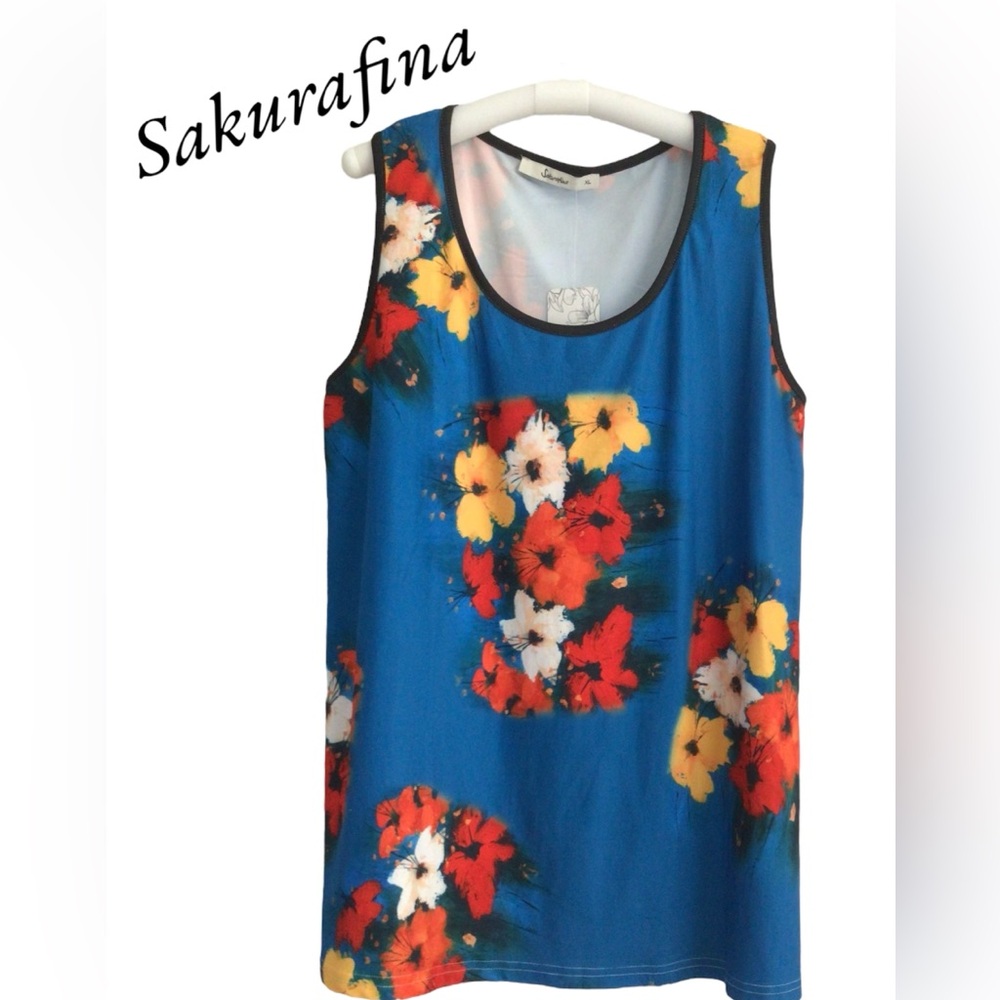 Floral♥️Sleeveless Top - Blue and Red